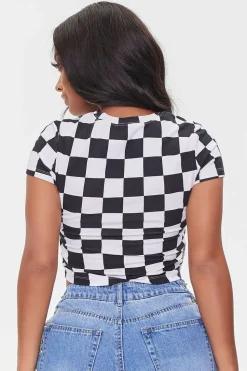 Checkered Bb Grl Cropped Tee