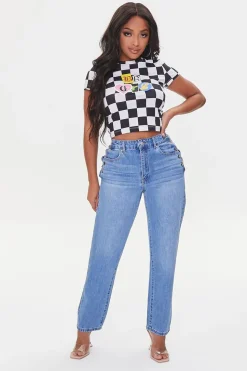 Checkered Bb Grl Cropped Tee