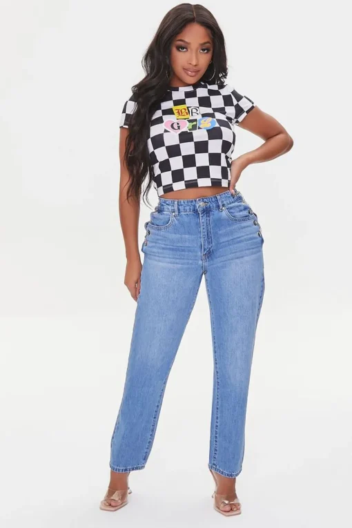 Checkered Bb Grl Cropped Tee