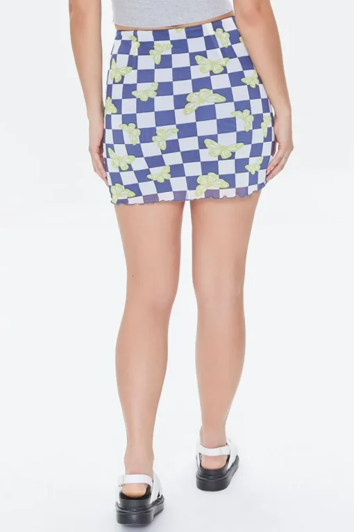 Checkered Butterfly Mini Skirt