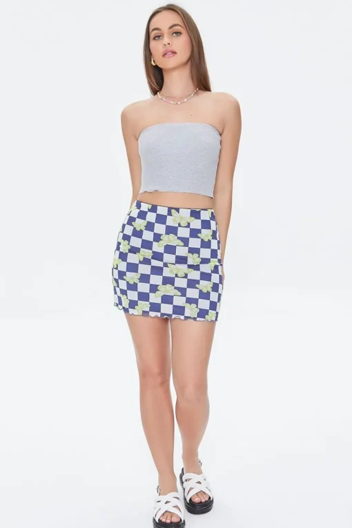 Checkered Butterfly Mini Skirt