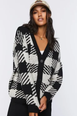 Checkered Cardigan Sweater