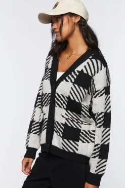 Checkered Cardigan Sweater