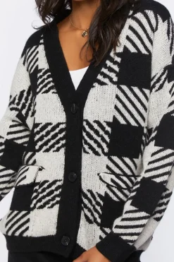Checkered Cardigan Sweater