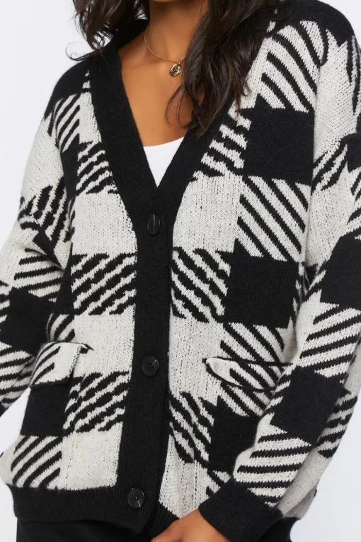 Checkered Cardigan Sweater