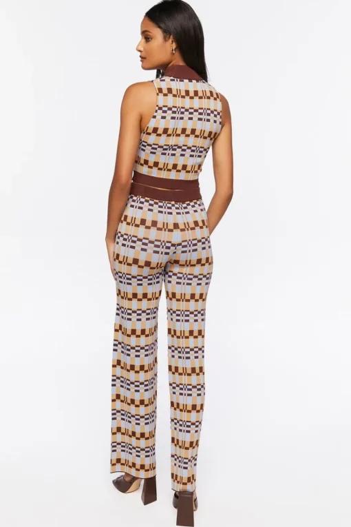 Checkered Crop Top & Pants Set
