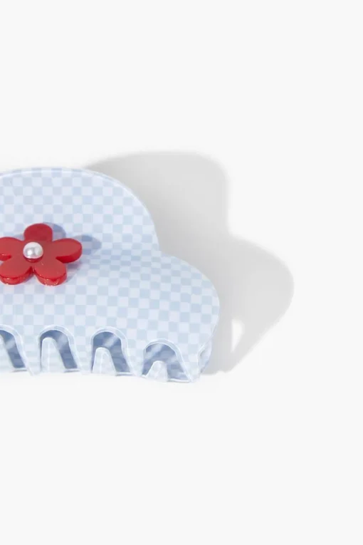 Checkered Floral Claw Clip