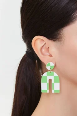 Checkered Geo Drop Earrings