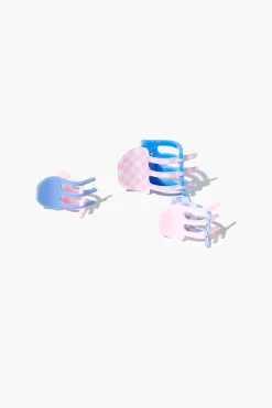 Checkered Hair Claw Clip Set