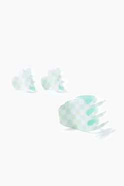 Checkered Hair Clip Set