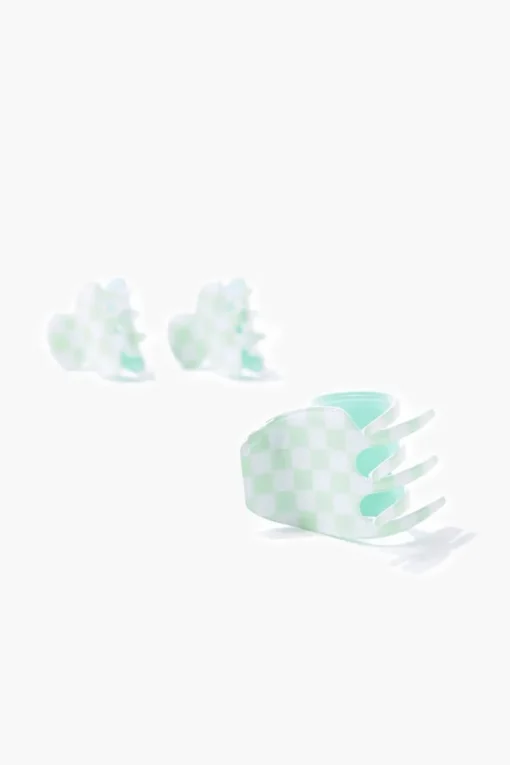 Checkered Hair Clip Set