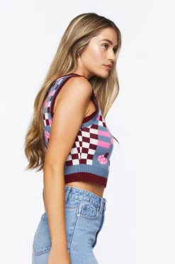 Checkered Mushroom Sweater Vest