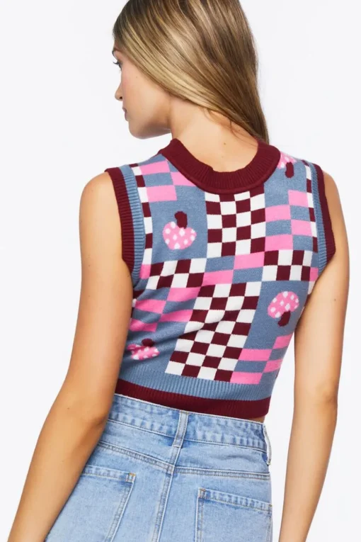 Checkered Mushroom Sweater Vest