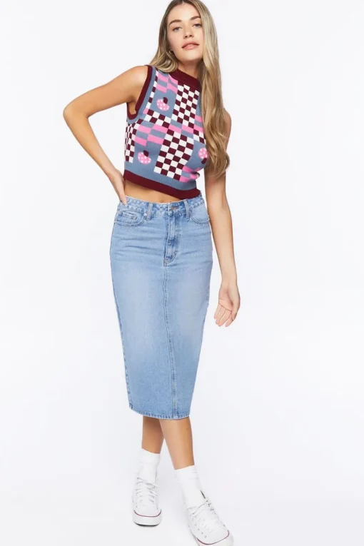 Checkered Mushroom Sweater Vest