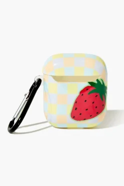 Checkered Strawberry Earbuds Case