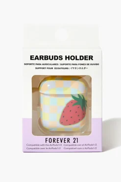 Checkered Strawberry Earbuds Case