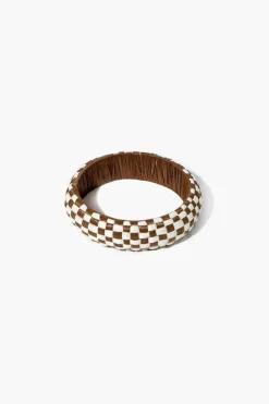 Checkered Wooden Bangle Bracelet