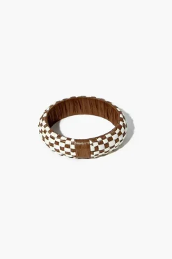Checkered Wooden Bangle Bracelet