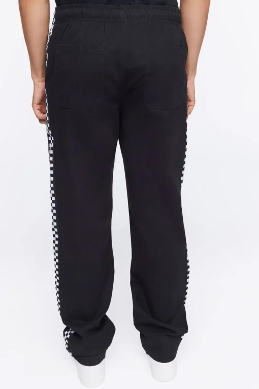Checkered-Trim Drawstring Pants