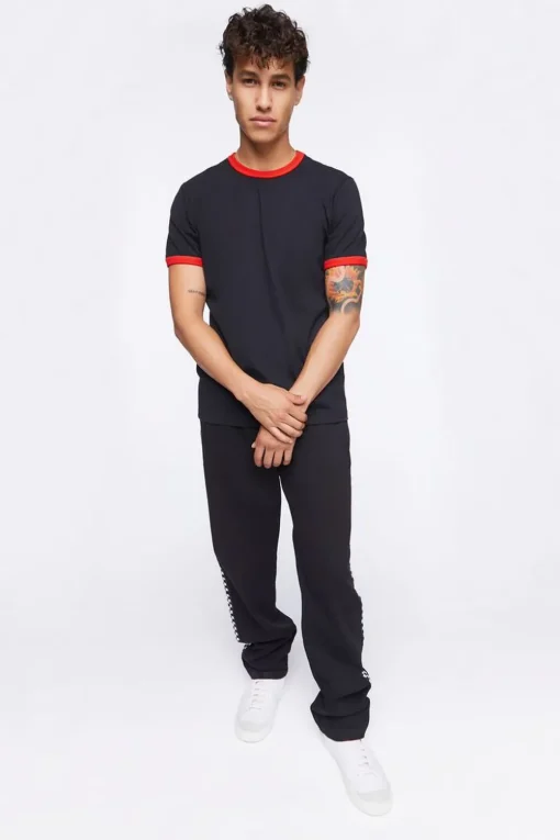 Checkered-Trim Drawstring Pants