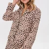 Cheetah Print Pajama Shirt & Shorts Set
