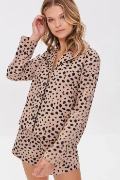Cheetah Print Pajama Shirt & Shorts Set
