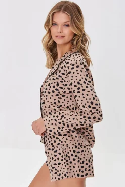 Cheetah Print Pajama Shirt & Shorts Set
