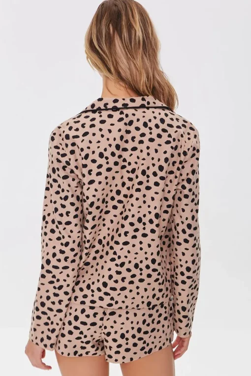 Cheetah Print Pajama Shirt & Shorts Set