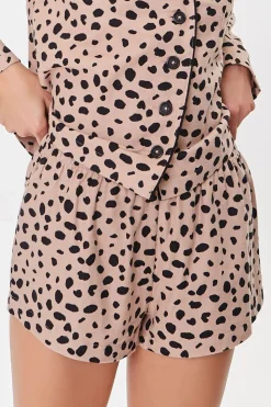 Cheetah Print Pajama Shirt & Shorts Set