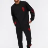 Chenille Eye Patch Drawstring Joggers