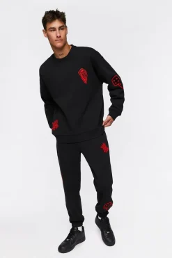 Chenille Eye Patch Drawstring Joggers