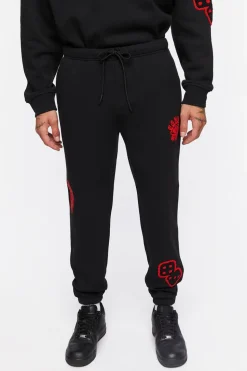Chenille Eye Patch Drawstring Joggers