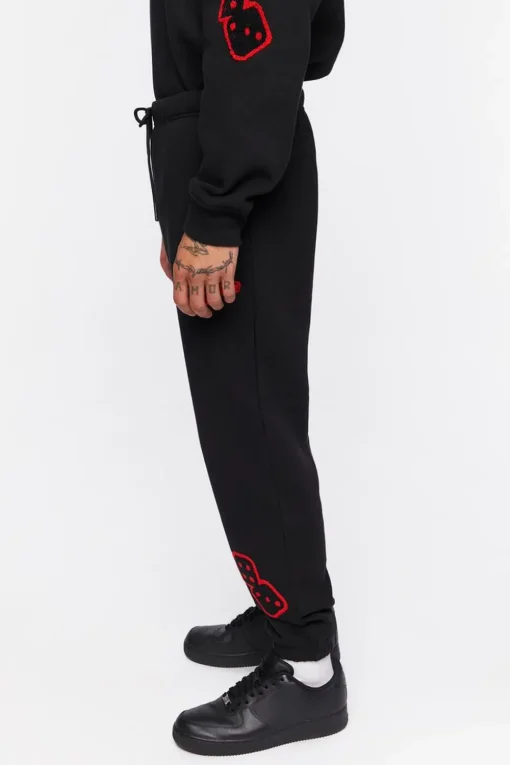 Chenille Eye Patch Drawstring Joggers