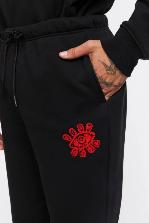 Chenille Eye Patch Drawstring Joggers