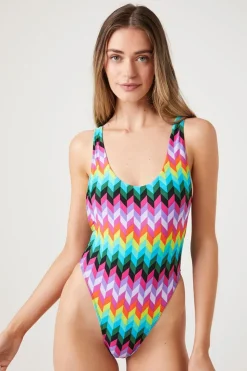 Chevron Print One-Piece Swimsuit