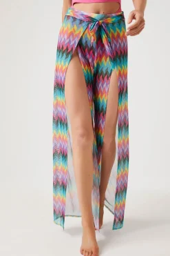 Chevron Print Swim Cover-Up Pants