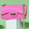 Chevron-Quilted Chain Crossbody Bag