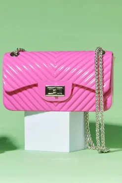 Chevron-Quilted Chain Crossbody Bag