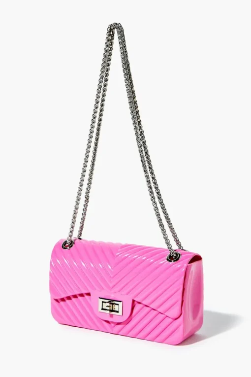 Chevron-Quilted Chain Crossbody Bag