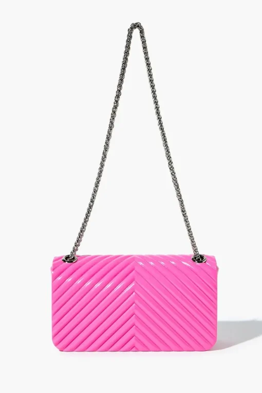 Chevron-Quilted Chain Crossbody Bag