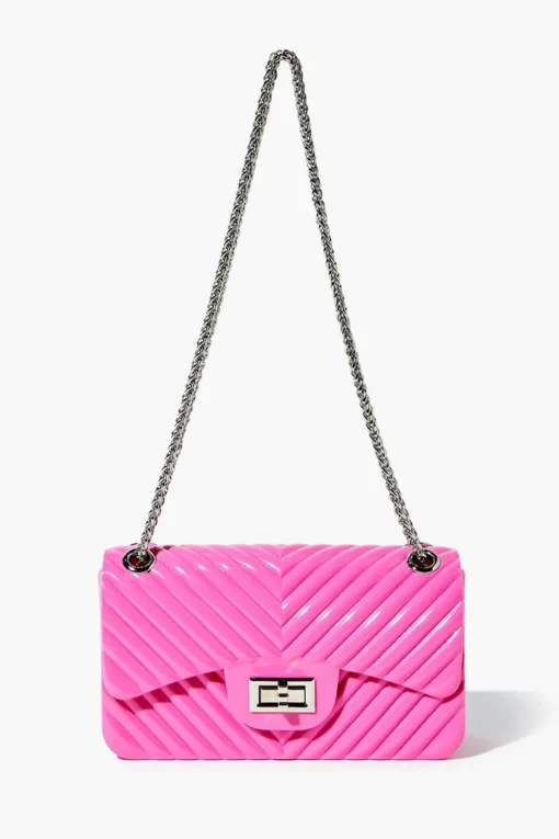 Chevron-Quilted Chain Crossbody Bag