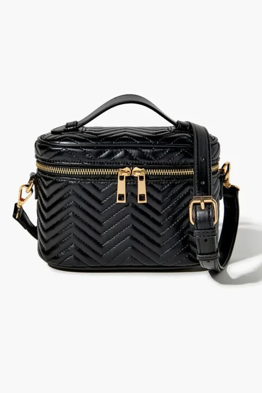 Chevron-Quilted Crossbody Bag