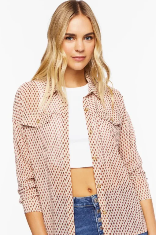 Chiffon Argyle Print Shirt