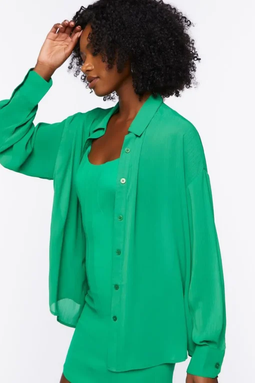 Chiffon Drop-Sleeve Shirt