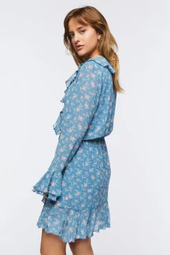 Chiffon Floral Print Mini Dress