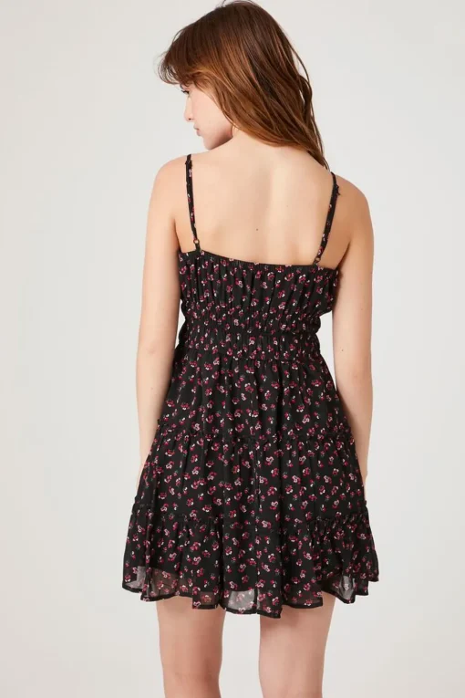 Chiffon Floral Print Mini Dress