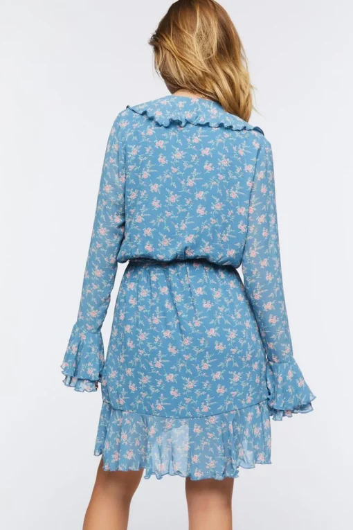 Chiffon Floral Print Mini Dress