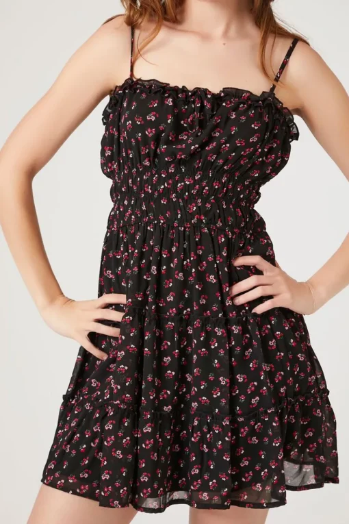 Chiffon Floral Print Mini Dress