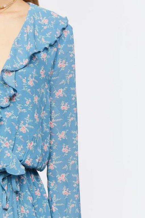 Chiffon Floral Print Mini Dress
