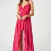 Chiffon Ruffle High-Low Dress